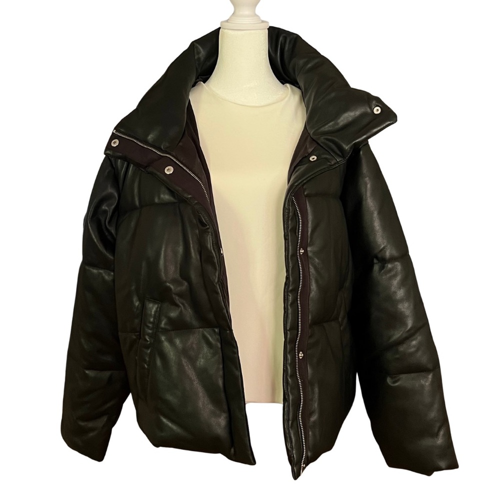 🖤🖤 NWT Abercrombie & Fitch Vegan Leather Mini Puffer Jacket in Black – Size XL - Picture 9 of 11